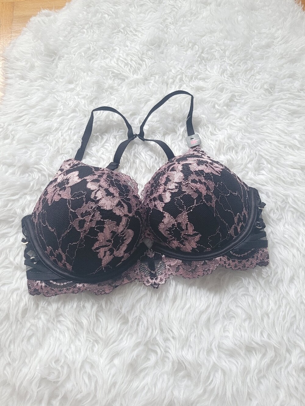 La Senza Hello Sugar Lilic Over Lay Lace Extra Push Up Adjustable Straps 32C NEW